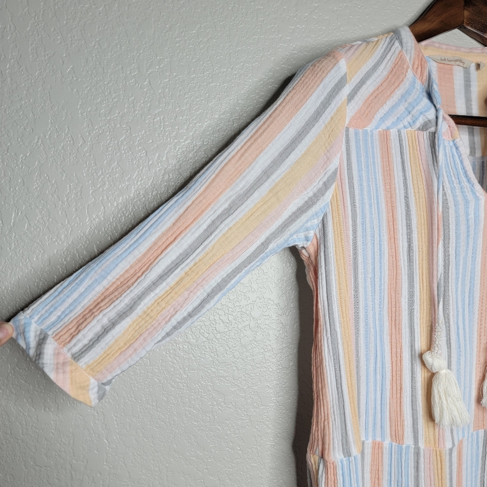 Soft Surroundings Womens Laguna Gauze Striped Tiered Midi Dress Size Medium - Picture 3 of 9
